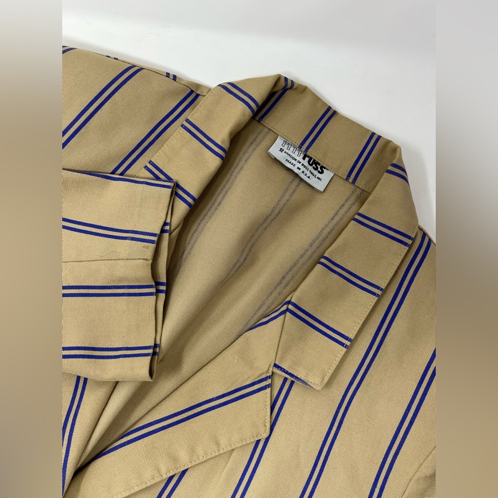 Vintage Russ Women's Blazer Long Sleeve Stripes Tan Size Unknown Clean GHP8